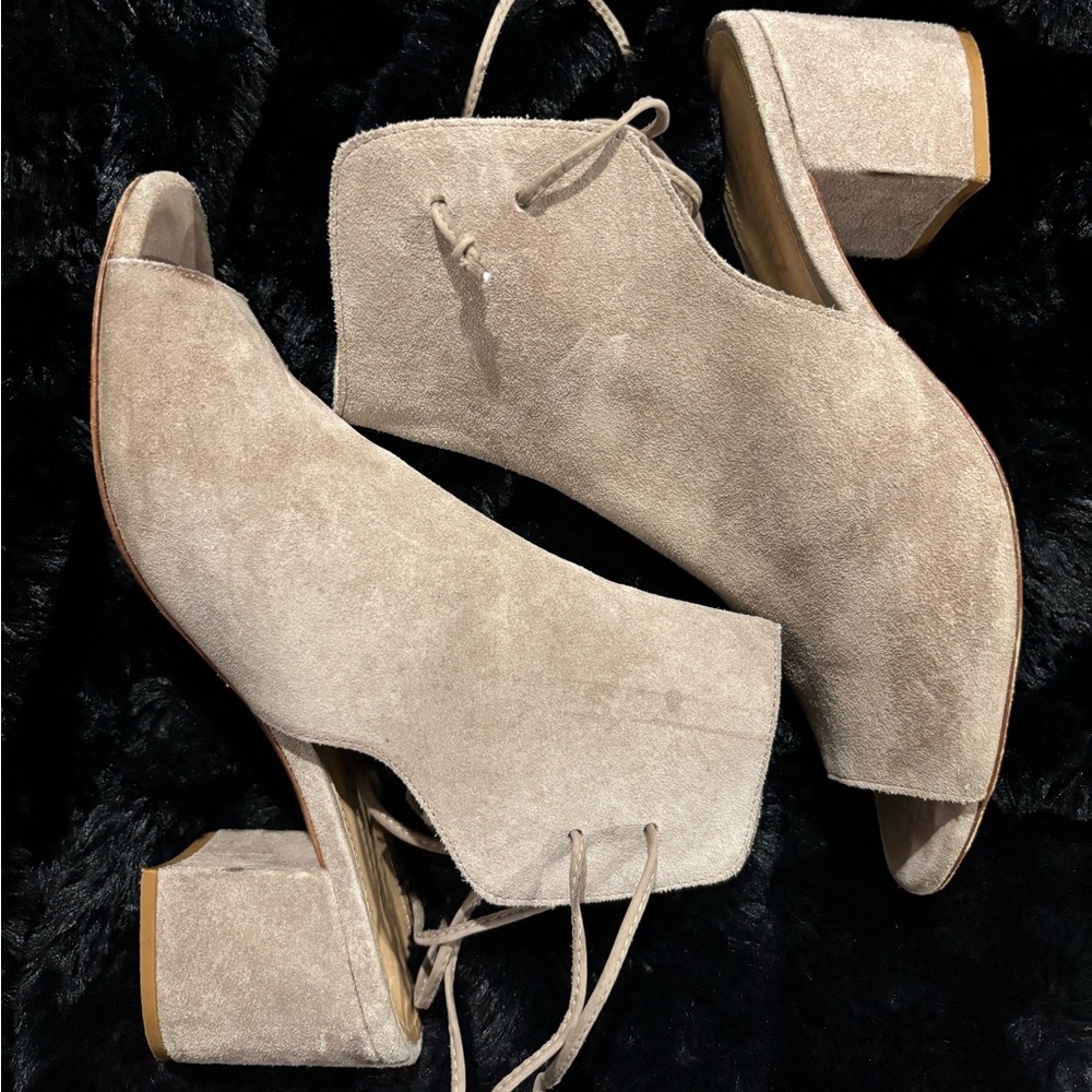 Schutz Genuine Leather Suede Peep Toe Shoe